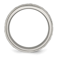 Titanium Polished and Hammered 6mm Ridged Edge Band