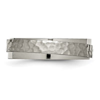 Titanium Polished and Hammered 6mm Ridged Edge Band