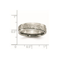 Titanium Polished and Hammered 6mm Ridged Edge Band