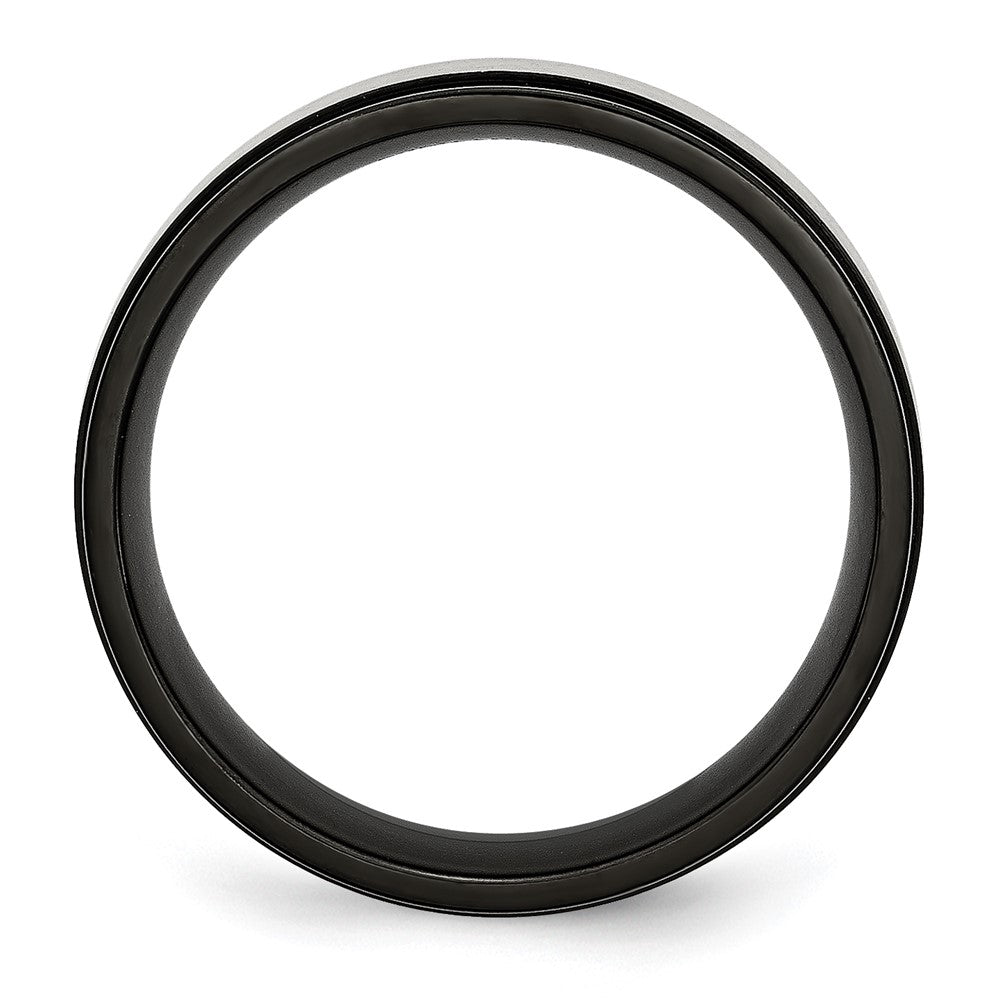 Titanium Brushed Center Black IP-plated 8mm Beveled Edge Band