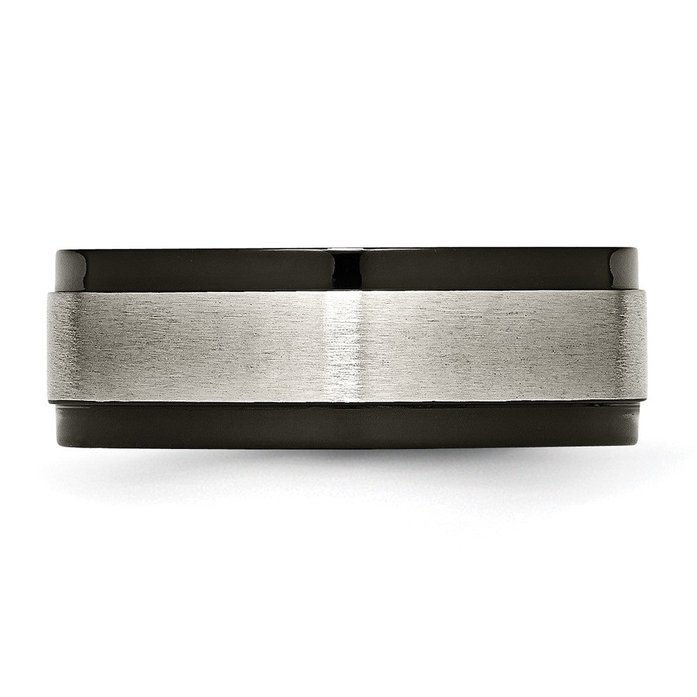 Titanium Brushed Center Black IP-plated 8mm Beveled Edge Band