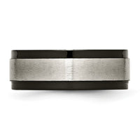 Titanium Brushed Center Black IP-plated 8mm Beveled Edge Band