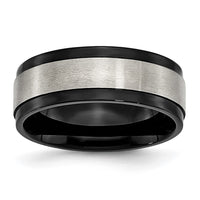 Titanium Brushed Center Black IP-plated 8mm Beveled Edge Band