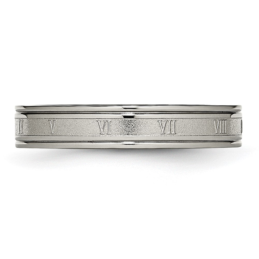 Titanium Brushed Center 4mm Roman Numerals Band