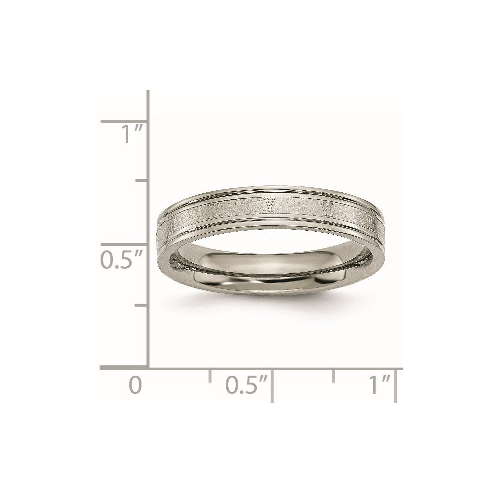 Titanium Brushed Center 4mm Roman Numerals Band