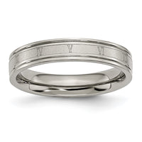 Titanium Brushed Center 4mm Roman Numerals Band