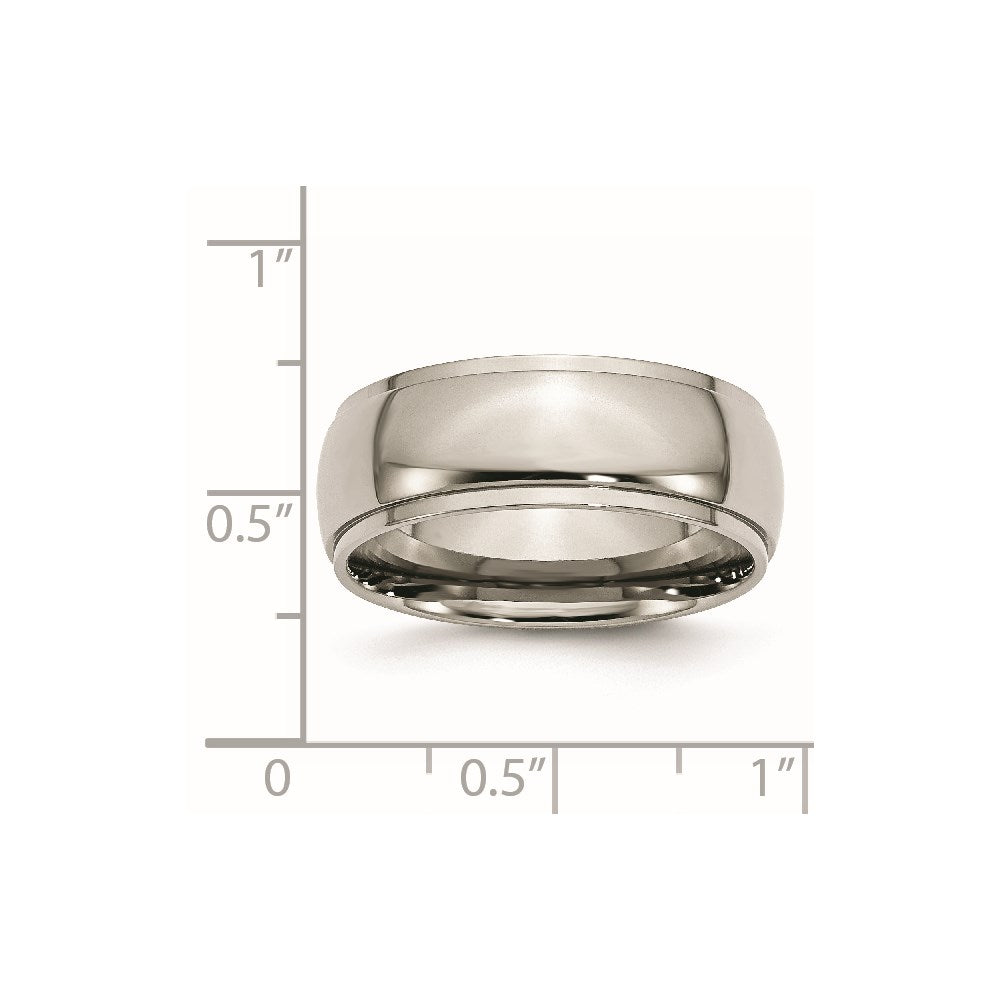 Titanium Polished 8mm Ridged Edge Band