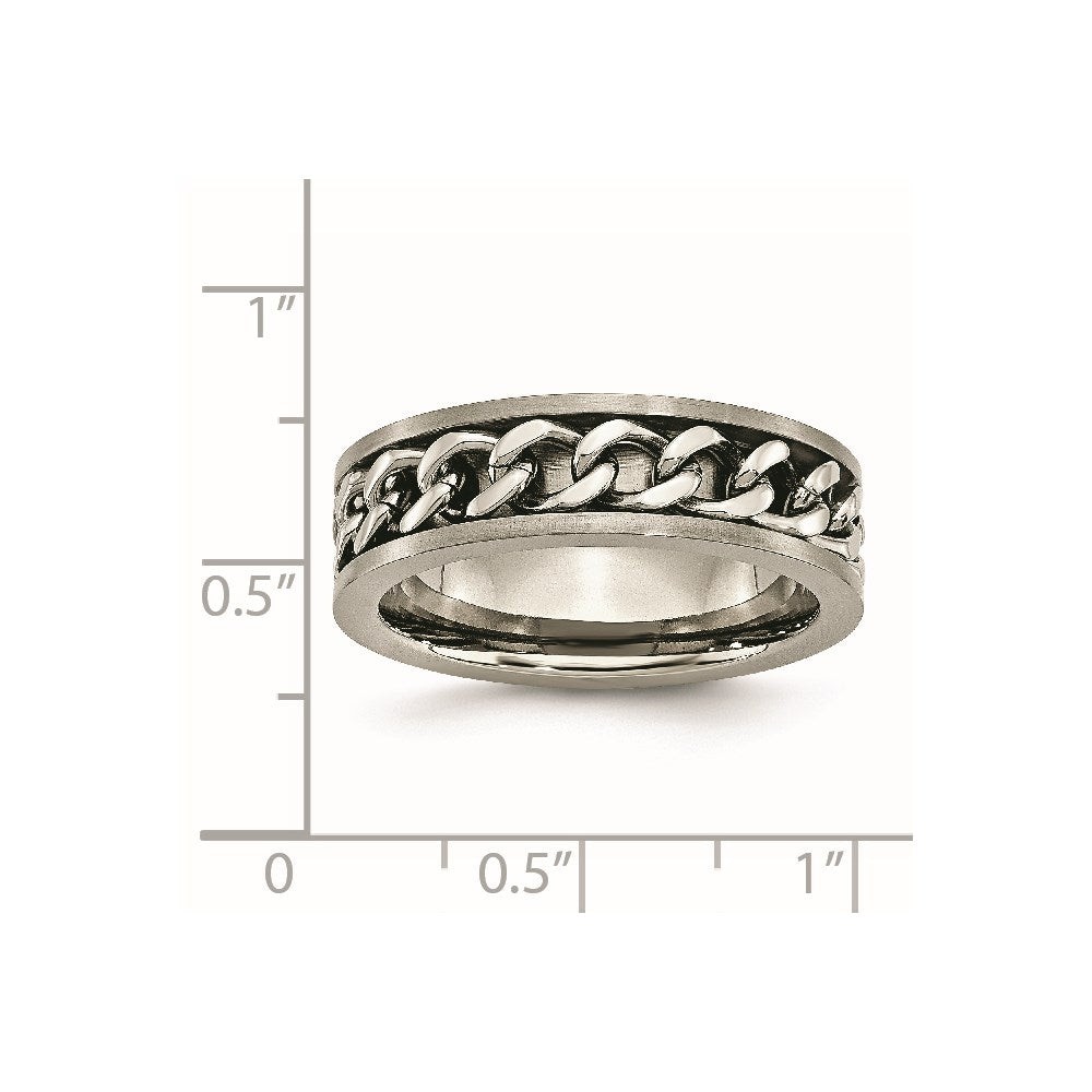Titanium Brushed 7mm Chain Inlay Band