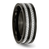 Titanium Polished Black IP-plated w/Grey Carbon Fiber Inlay 8mm Band