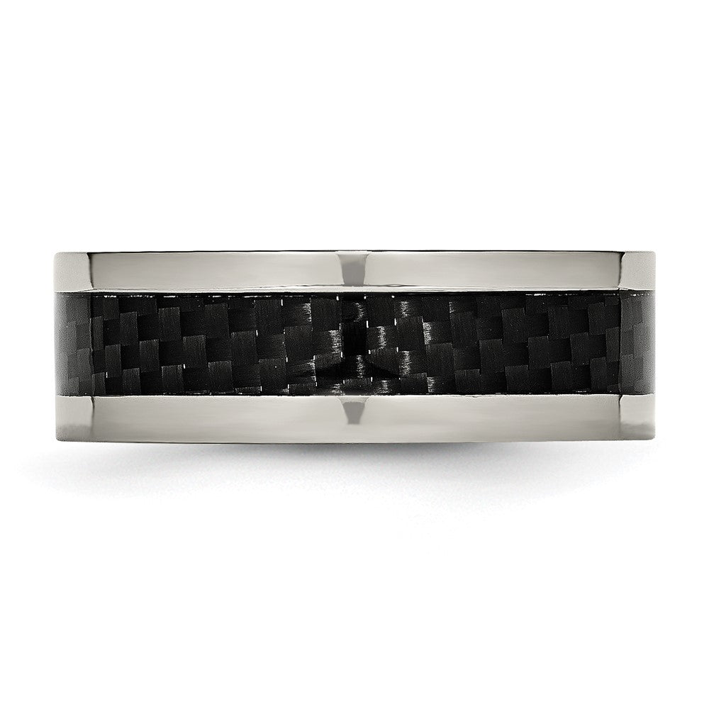 Titanium Polished w/Black Carbon Fiber Inlay 8mm Band