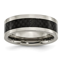 Titanium Polished w/Black Carbon Fiber Inlay 8mm Band
