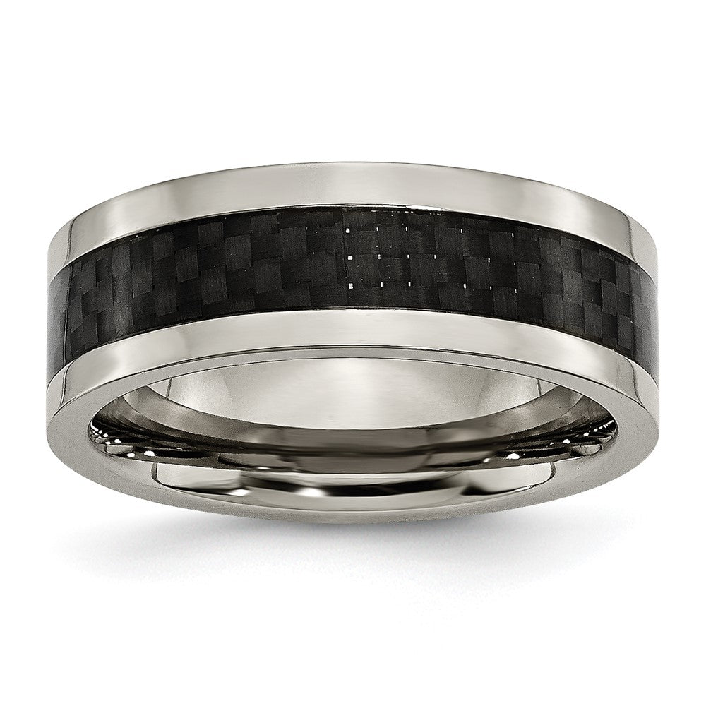 Titanium Polished w/Black Carbon Fiber Inlay 8mm Band