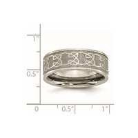 Titanium Brushed Center 8mm Scroll Design Band