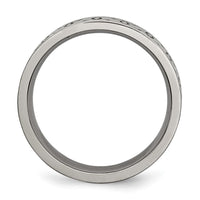 Titanium Brushed 6mm Trinity Symbol Flat Band