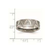 Titanium Brushed 6mm Trinity Symbol Flat Band
