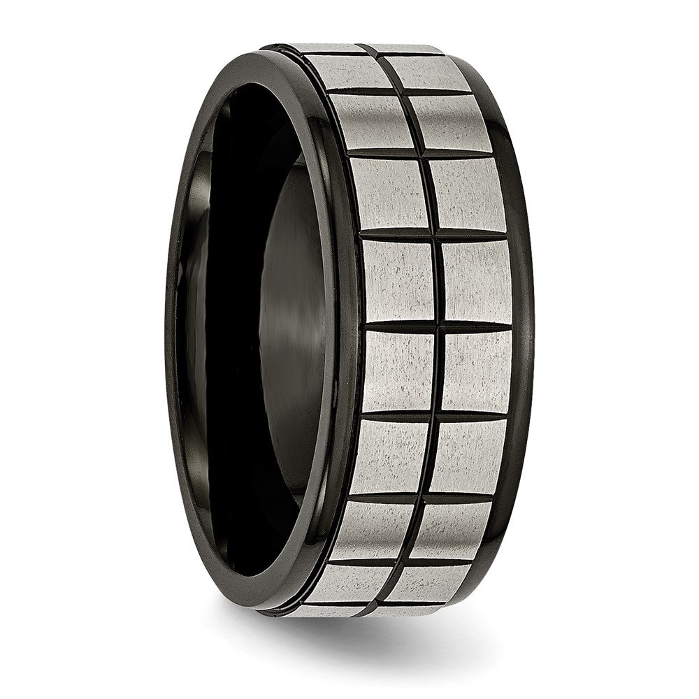Titanium Brushed Center Black IP-plated 9mm Band