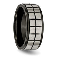 Titanium Brushed Center Black IP-plated 9mm Band