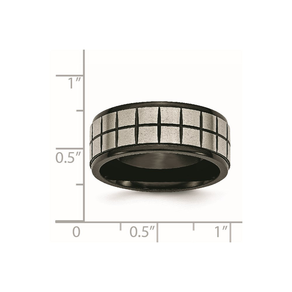Titanium Brushed Center Black IP-plated 9mm Band