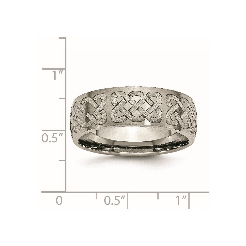 Titanium Brushed Celtic Laser Design 8mm Band