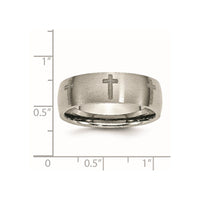 Titanium Brushed Cross Laser Design 8mm Band