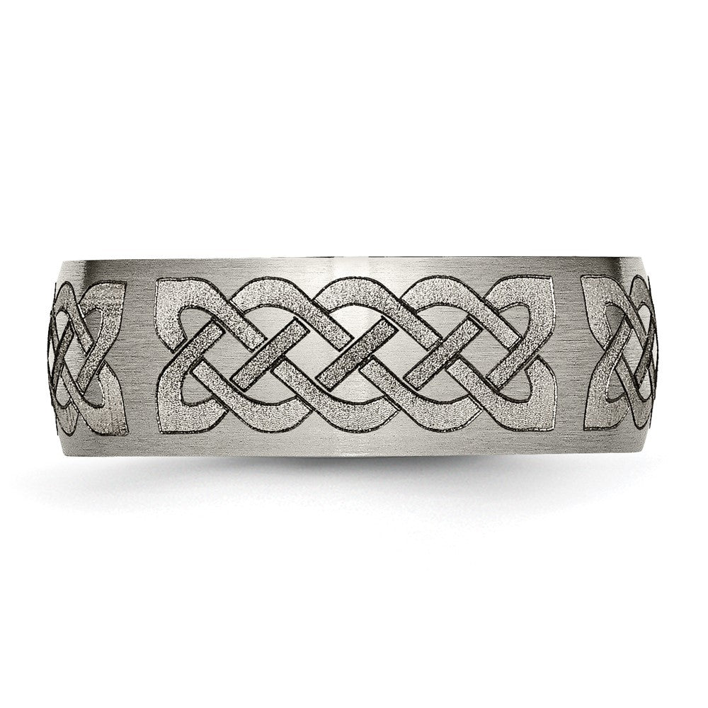 Titanium Brushed Celtic Laser Design 8mm Band