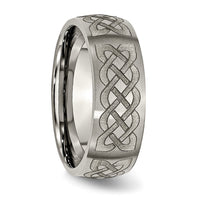 Titanium Brushed Celtic Laser Design 8mm Band