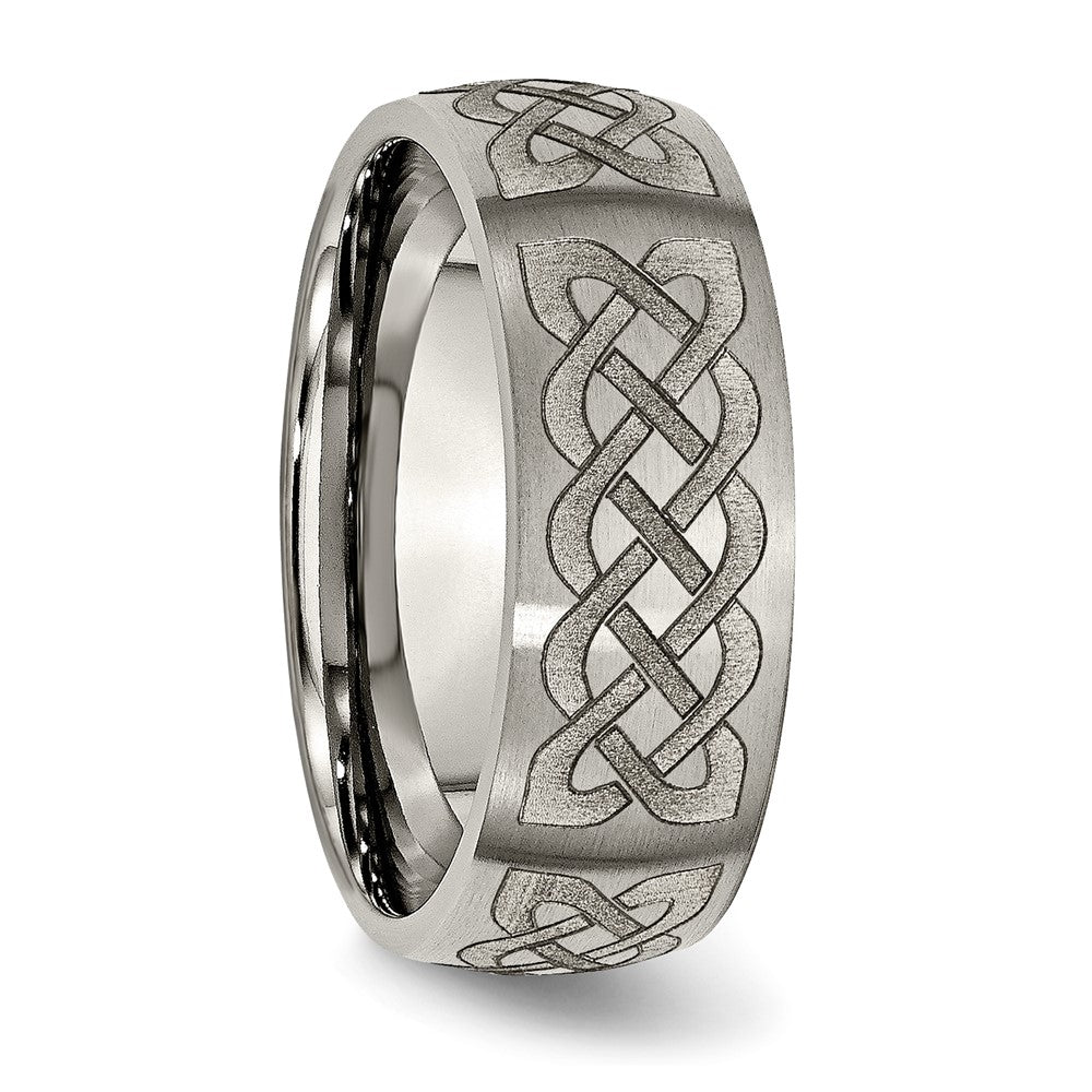 Titanium Brushed Celtic Laser Design 8mm Band