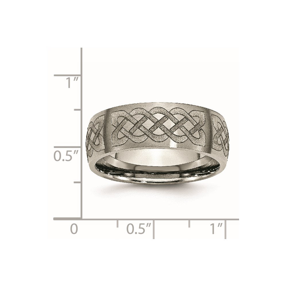 Titanium Brushed Celtic Laser Design 8mm Band