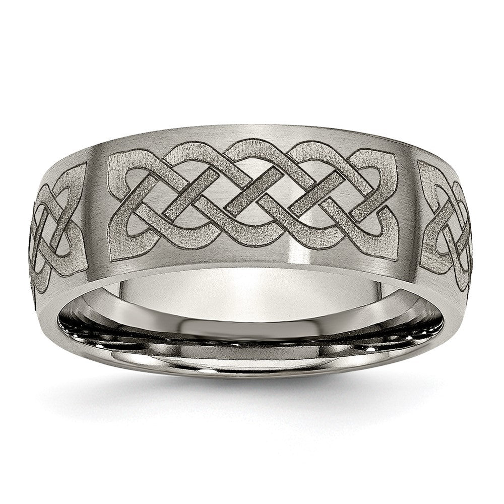 Titanium Brushed Celtic Laser Design 8mm Band