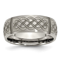 Titanium Brushed Celtic Laser Design 8mm Band