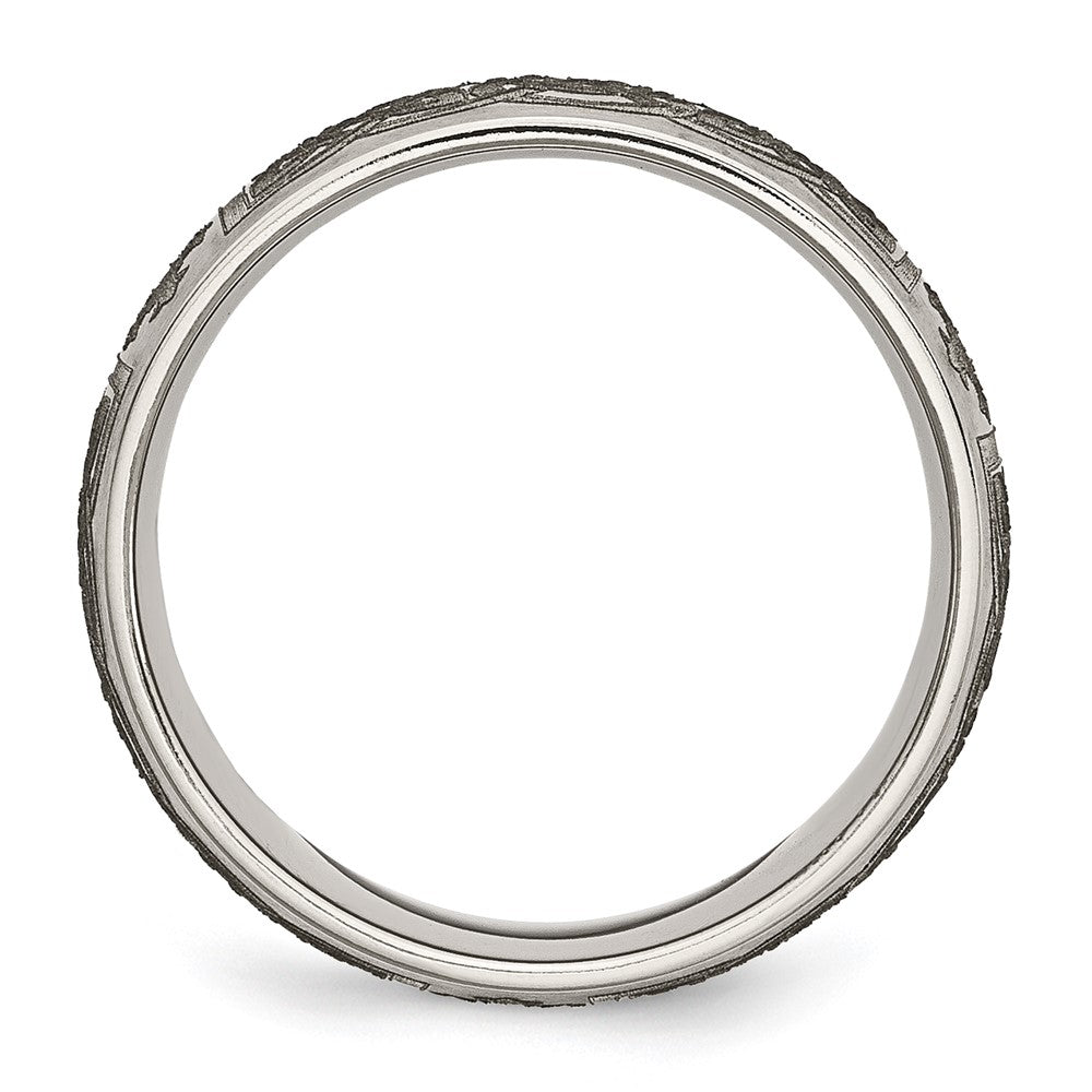 Titanium Brushed Celtic Cross Laser Design 8mm Band