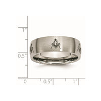 Titanium Brushed Masonic Laser Design 8mm Band
