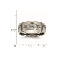 Titanium Brushed Claddagh Laser Design 8mm Band