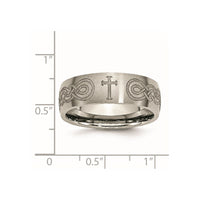 Titanium Brushed Cross Laser Design 8mm Band