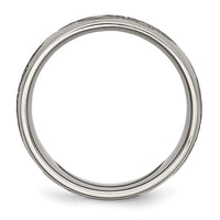 Titanium Brushed Cross w/Flames Laser Design 8mm Band