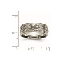 Titanium Brushed Flame Laser Design 8mm Band