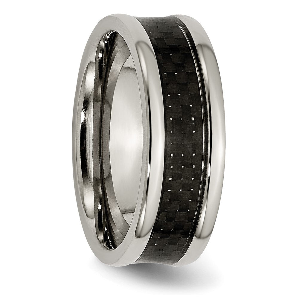 Titanium Polished w/Black Carbon Fiber Inlay 8mm Band