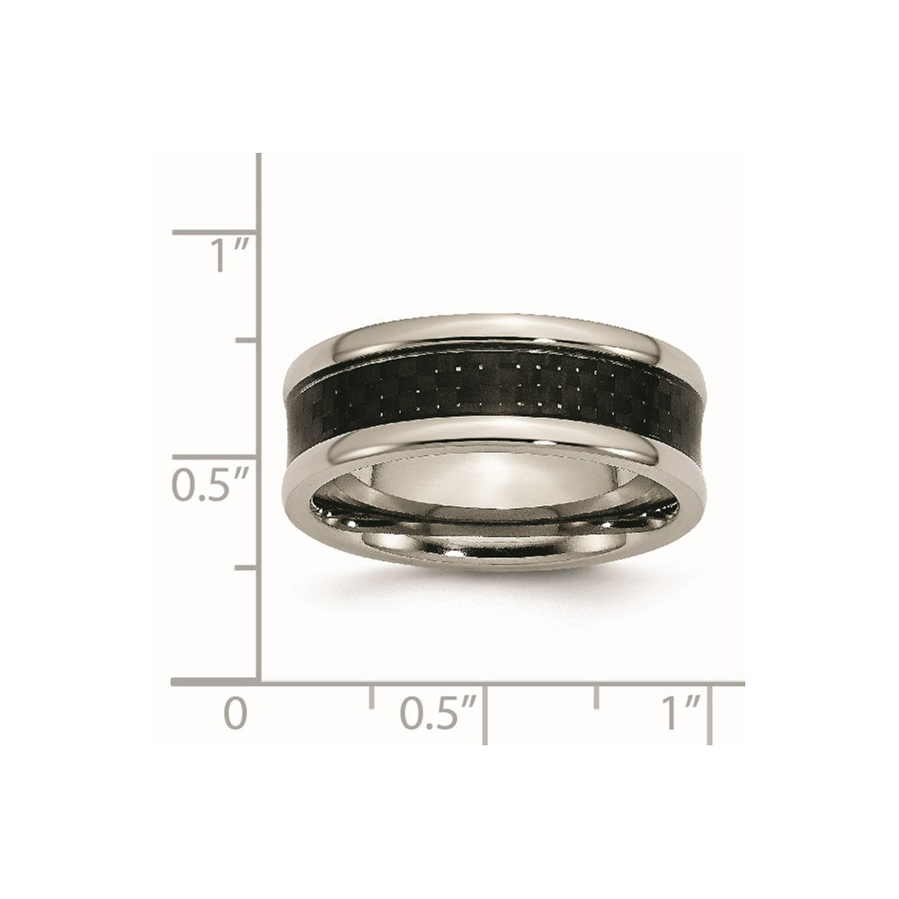 Titanium Polished w/Black Carbon Fiber Inlay 8mm Band