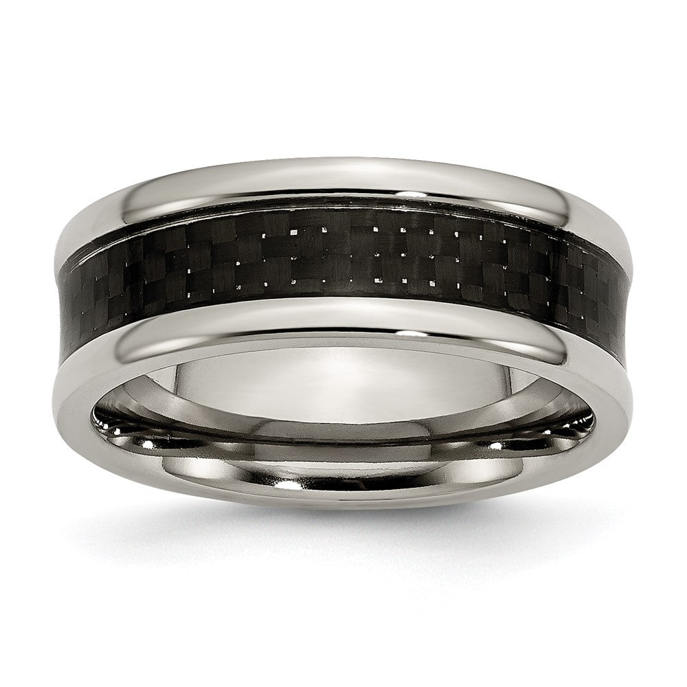 Titanium Polished w/Black Carbon Fiber Inlay 8mm Band