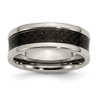 Titanium Polished w/Black Carbon Fiber Inlay 8mm Band