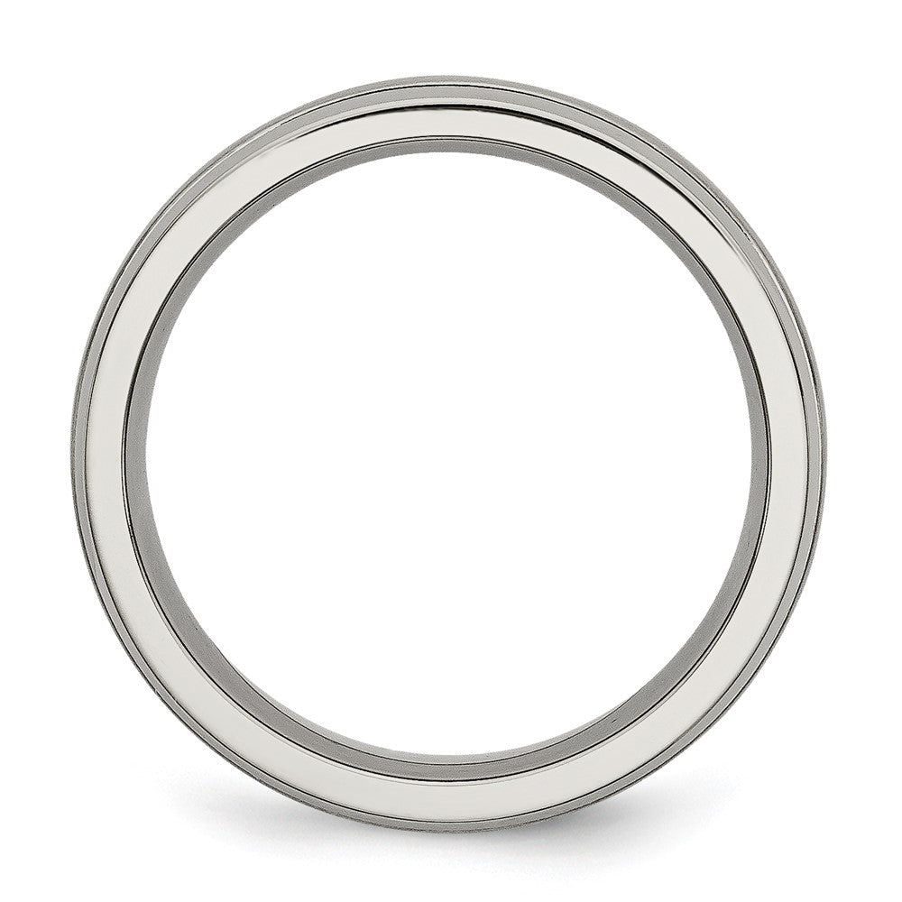 Titanium Brushed and Polished 6mm Grooved Edge Band