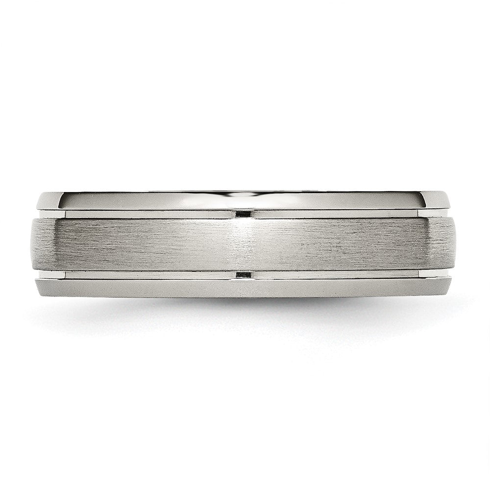 Titanium Brushed and Polished 6mm Grooved Edge Band