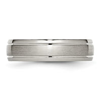 Titanium Brushed and Polished 6mm Grooved Edge Band