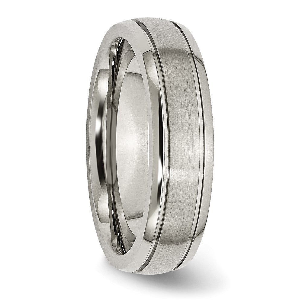 Titanium Brushed and Polished 6mm Grooved Edge Band