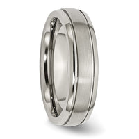 Titanium Brushed and Polished 6mm Grooved Edge Band