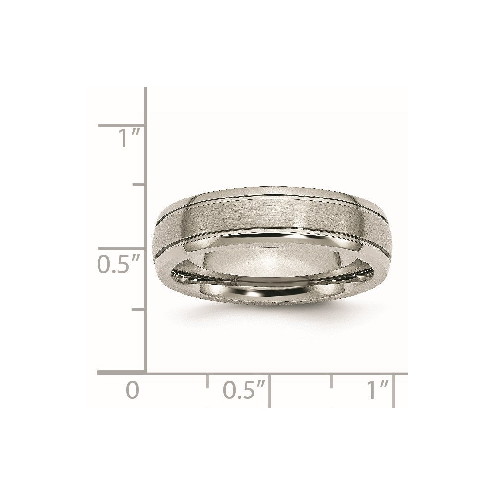 Titanium Brushed and Polished 6mm Grooved Edge Band