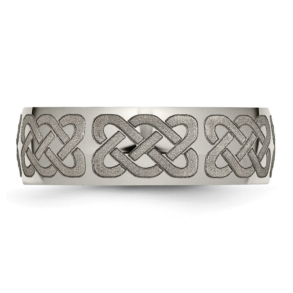 Titanium Polished Celtic Laser Design 8mm Band