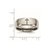 Titanium Polished Cross Laser Design 8mm Band