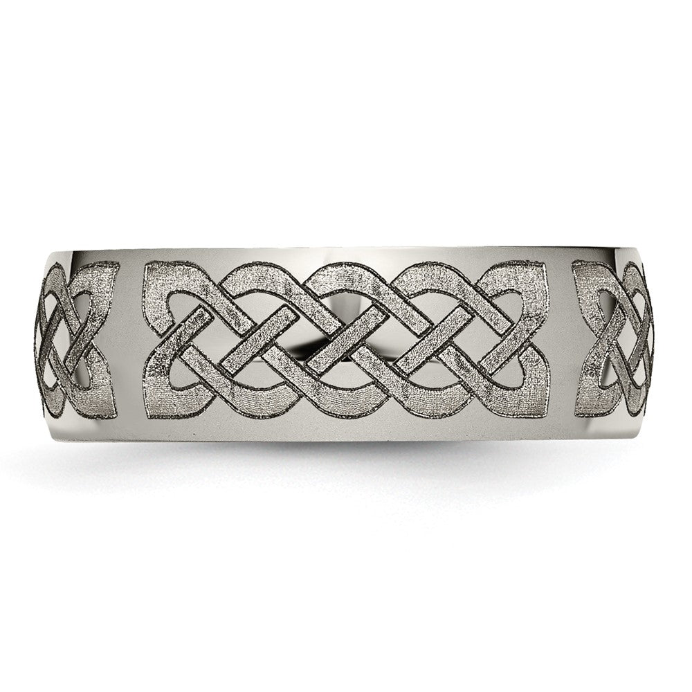 Titanium Polished Celtic Laser Design 8mm Band