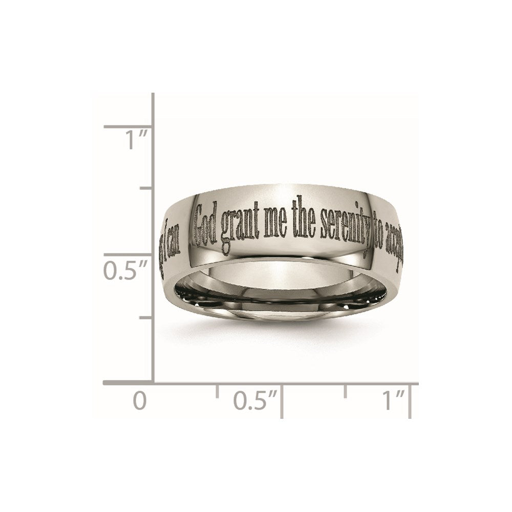 Titanium Polished Serenity Prayer Laser Design 8mm Band